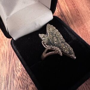 Elegant Butterfly Ring Sterling silver marcasite